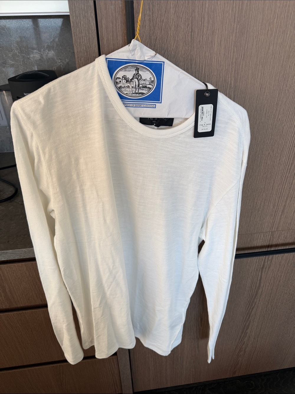 Rag and bone Men's White Long-Sleeve Knit Sweater